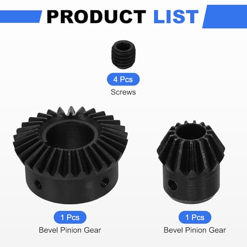 Image of uxcell 2Pcs Tapered Bevel Gears Set, 1.5 Mod 1:2 (15T /30T) Harden Steel Straight Bevel Gear, 90 Degree Steering Motor Gears, (10 /19mm Shaft Hole with Keyway)