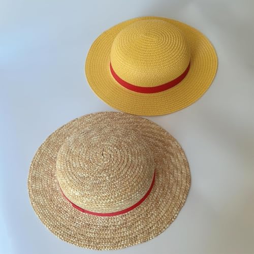 Image of Luffy Straw hat,Cosplay Hat for Halloween Costume Party, Animation Strawhats with String Sun Hats for Men Kids