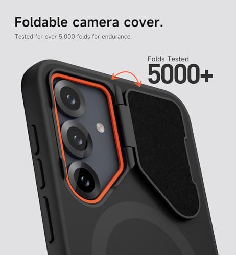 Image of SURITCH for Samsung Galaxy S25 FE Phone Case, Magnetic Protective Cover with Camera Cover & Adjustable Metal Kickstand for Galaxy S25 FE (2025)-Black
