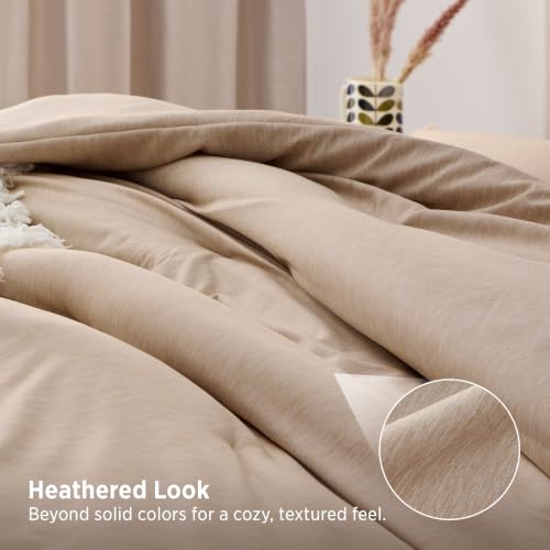 Image of Bedsure King Size Comforter Set - Sand King Comforter Set, Soft Bedding for All Seasons, Cationic Dyed Bedding Set, 3 Pieces, 1 Comforter (104 inchx90 inch) and 2 Pillow Shams (20 inchx36 inch+2 inch)