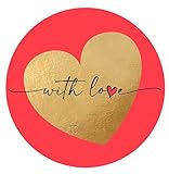 Easykart 500 with Love Stickers in a Roll with Gold Foiling, 1.5 Inch Size Best Suitable for Anniver