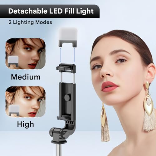 Image of Prolet K9 Selfie Stick Tripod with Light - 67 Inch / 170 CM Reinforced Bluetooth Selfie Stick, Extendable Phone Tripod Stand for Travel, Vlogging & Selfies, Compatible with iPhone & All Smartphones