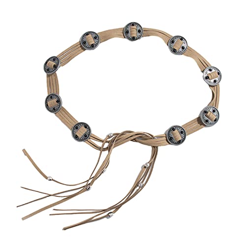 Women Braided Waist Belt Wide Belts with Beads Decors Punk Cool Girls Dress Shirt Waist Belt