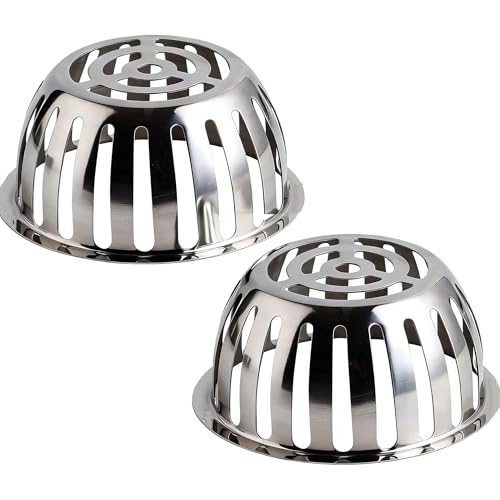 Image of Stainless Steel Roof Dome Drain Cover Strainer Atrium Grate 2pcs /pk (Dia:5 inch)