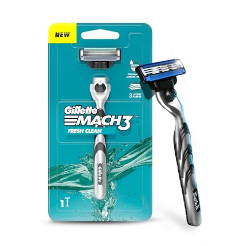 Image of Gillette Mach3 Men New Blade Razor - 1 Count & Mach 3 Manual Shaving Razor Blades - 2S Pack (Cartridge)