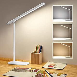 ALUOCYI LED Desk Lamp, Eye-Caring Office Table Lamps, Touch Dimmable Desk Light with USB Charging Port, 3 Brightness Levels, Mobile Magnetic Lighting for Study, Reading, Home, Outdoor Lighting
