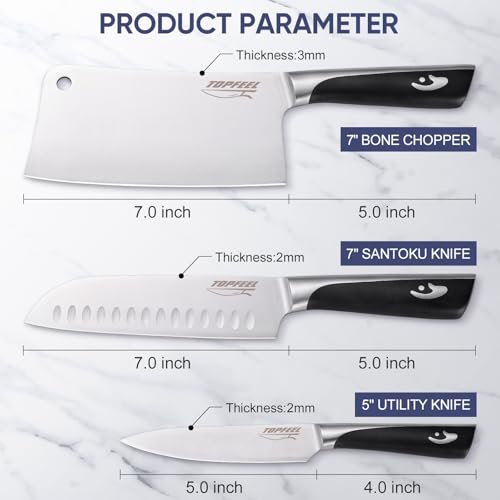 Topfeel 3PCS Butcher Knife Set,German High Carbon Steel Meat Cleaver by Topfeel - Image 6