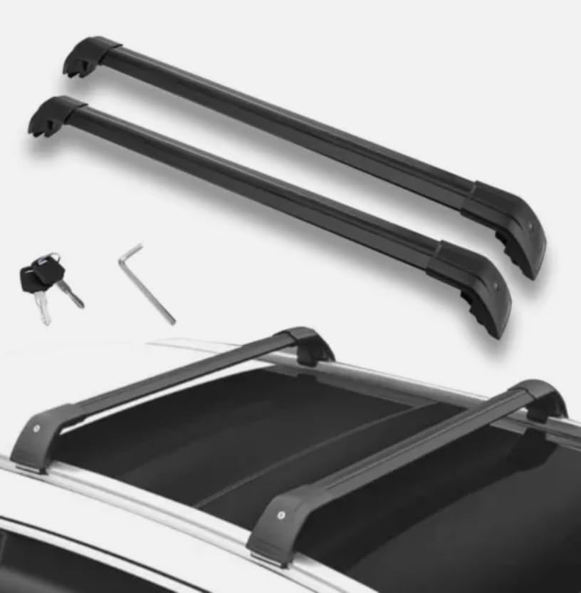 2Pcs Auto Parts Crossbars for Buick Encore 2011-2022 Lockable Roof Rack Cross Bar (Black)