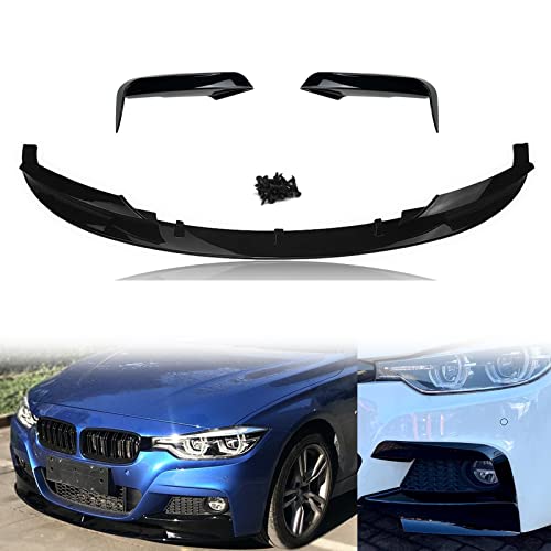 Pare-Chocs Avant BMW F30 M Sport Lèvre Noir Brillant 2012-2018 avec Séparateur et Antibrouillard