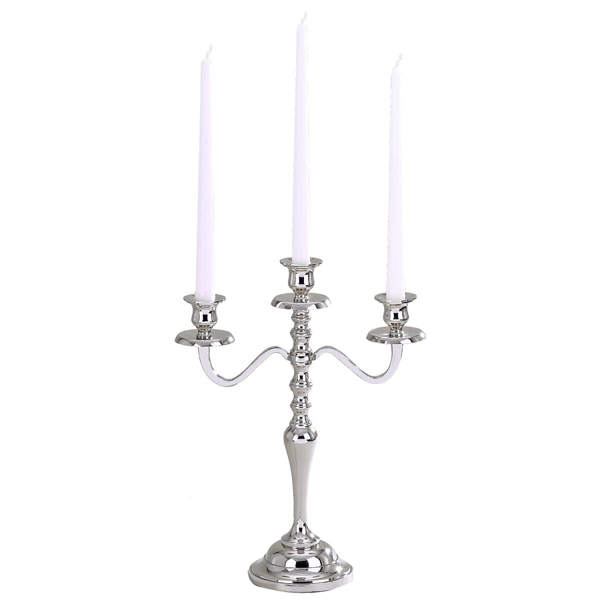 Jiallo Hampton 3-Lite Modern Stainless Steel Candelabra in Silver