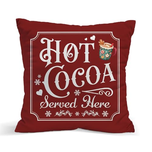 NaZaUK Red Vintage Hot Cocoa Christmas Pillow...