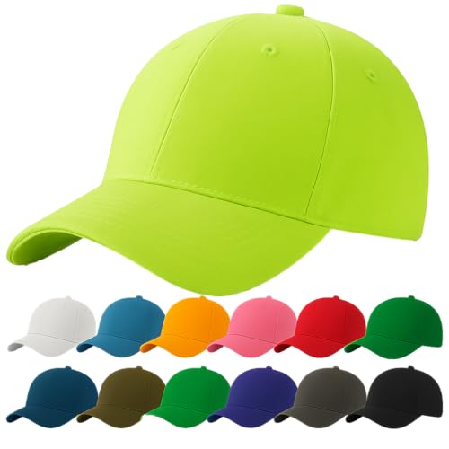 4sold Casquette Baseball Snapback Hip Pop Couleur Unie Ajustable 6 Panneaux Taille Unique Golf Hat Motorcycle Trucker Cap - Homme Femme (Neon Green)