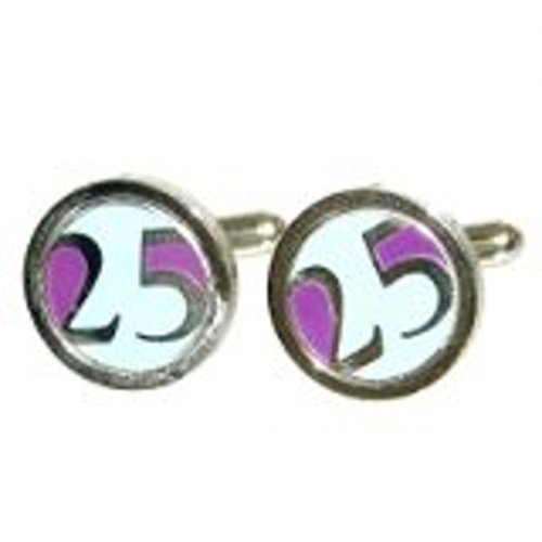 Mancuernillas para hombre aniversario 25 plata miniatura 1