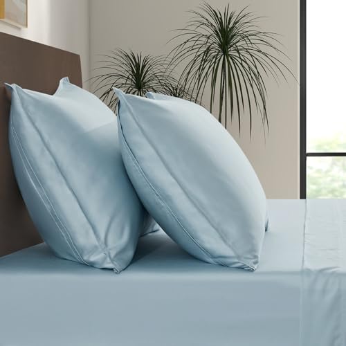 Image of Luxury Bamboo Market |King Envelope Pillowcase Set | 100% Viscose Made from Bamboo | Organically Grown | Ultra Soft | Cooling | 2pcs [Spa Blue]