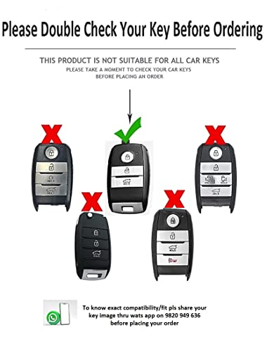 Image of JVCV Premium Soft TPU Leather Pattern Key Cover Compatible with Kia Seltos Sonet Carens 3 Button Push Start Car Key (Red Black)