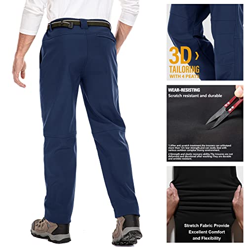 Jessie Kidden Waterproof Pants Mens, Fleece Lined Hiking Climbing Motorcycle Ski Snow Insulated Soft Shell Pants With Belt #5088-Blue,36 #TOP3