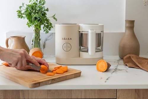 Image of Beaba Babycook Neo 6-in-1 Baby Food Processor, Blender, Steamer, Cooker & Sterilizer, Portable Baby Food Maker and Warmer (Clay)
