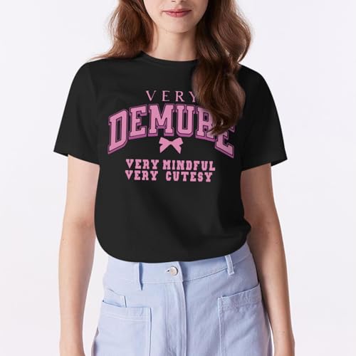 Bow Shirt Preppy Aesthetic Cute Shirts for Teens Girls Letter Printed Coquette Cotton T Shirts Summer Casual Tops2