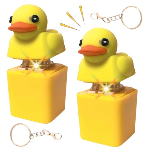 Duckeys Quacking Fidget Toy,2 Pezzi Quacking Duck Keychain,Quacking Keyboard Button,Quacking Duck Fidget Toy Keychain,Keycaps That Quack,Duckeys Keyboard Duck,per Bambini Adulti