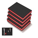 XLTBOMS 4 Stück Werkzeugkisten Schaumstoff-Set – Polyethylenschaumstoff mit Schaumstoffeinlage, Schneidbar und Abziehbar – Ideal als kofferschaumstoff (Schwarz/Rot, 40 x 33 x 2,5 cm)
