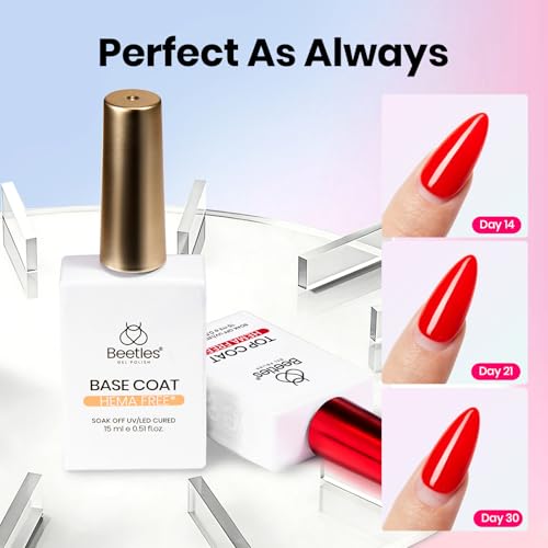 Image of Beetles Hema-Free Gel Top and Base Coat 15ml, TPO Free No Wipe Clear Glossy Nail Polish Set Long Lasting Soak Off UV Lamp Upgraded Safe Low-Sensitivity Formula Nail Gifts for Women