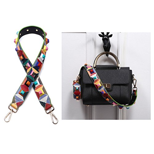 Women Girls Wide Purse Strap Replacement Guitar Style Multicolor Canvas Crossbody Strap for Handbags2