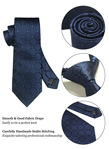 Image of Striped Plaid Polka Dot Mens Tie Formal Necktie Pocket Squares Ties Clips Cufflinks Classic for Men Set