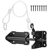 SANKINS Heavy Duty Automatic Gate Latch for Wooden Fence with Cable Pull, 7-1/2' Self-Locking Gravity Lever Door Security Latches Hardware for Metal Gates, Vinyl Fence, Outdoor Garden, Pool, Black