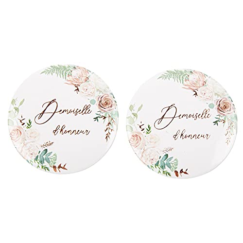 Artifetes 2 Badges Demoiselle Honneur Botanic Rose Gold Ø5CM Cover