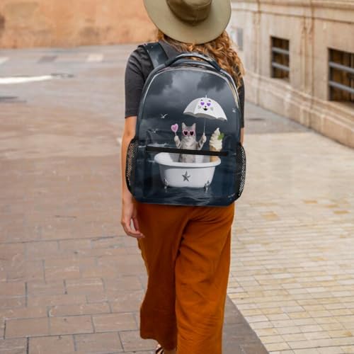 Mochila escolar de viaje para laptop de estudiantes adolescentes Fun Cat Ocean 6