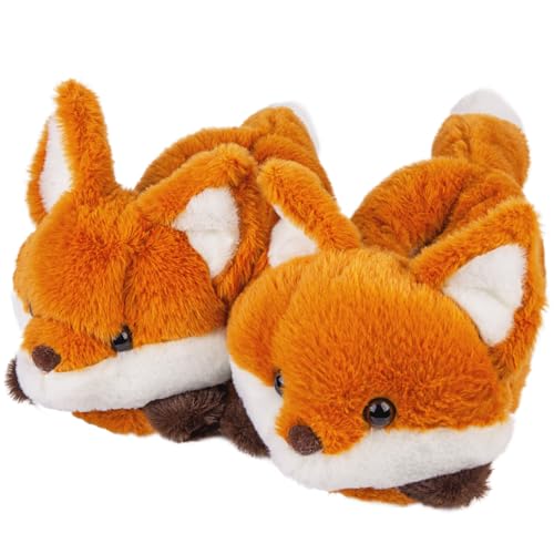 Image of ARELUX Animal Slippers Cotton Adult Unisex, Cute Novelty Raccoon Fox Red Panda Plush House Shoes with Non-Slip Sole, Warm Fuzzy Lining for Indoor Outdoor Cosplay Party Gift