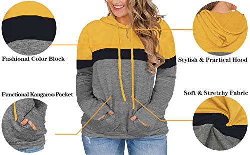 Vislily Plus Size Sweaters For Women 3X Long Sleeve Hoodie Casual Sweatshirts Yellow 22W #TOP1