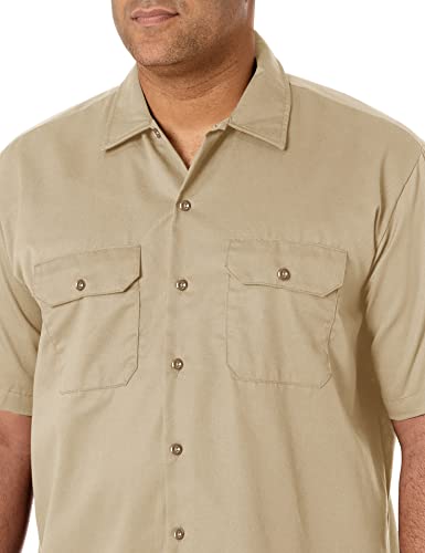 Dickies Men's Short Sleeve Work Utility Button Down Shirt, Desert Sand, S