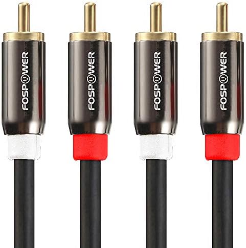 FosPower 2 RCA Male to 2 RCA Male Stereo Audio Cable 24K Gold Plated, 3 FT