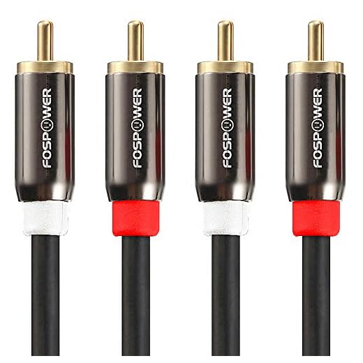 FosPower (10 Feet 2 RCA M/M Stereo Audio Cable [24K Gold Plated | Copper Core] 2RCA Male to 2RCA Male [Left/Right] Premium Sound Quality Plug