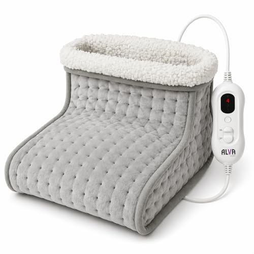 Alva London Electric Foot Warmer Heated Foot Pad for Cold Feet 4 Heat Settings Fast Heating Auto-Off Washable Cover Cosy Feet Warmer for Women Men & Elderly Heat Only