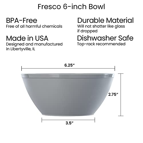 Us Acrylic Fresco 28 Oz. Plastic Stackable Snack Bowls For Cereal And Ice Cream In Grey Stone | Set Of 8 | 6-Inch Reusable, Bpa-Free, Made In The Usa, Dishwasher Safe Dinnerware #TOP4