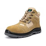 YOUTHUP Mens Steel Toe Boots Leather Work boots Full Grain Leather Oil and Slip Resistant Botas Con Punta De Acero Para Hombre Construction Safety Boots Mens for Industrial Welding Warehouse 10