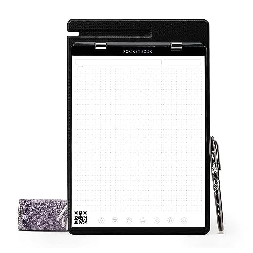 Bloco de anotações Rocketbook Orbit, folhas pontilhadas, preto