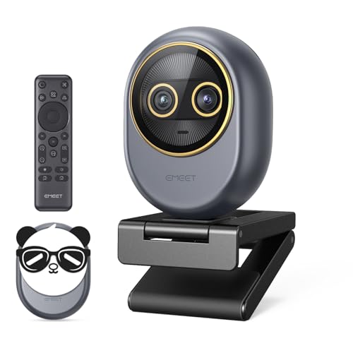 Image of EMEET Piko Dual-Camera 4K Webcam for Streaming, Wide-Angle & Telephoto Cameras, Max 11X Hybrid Zoom, 0.2s Autofocus, Remote Control, 3 Mics, Panda Privacy Cover, USB C-C&C-A, for Streaming /Work /Study
