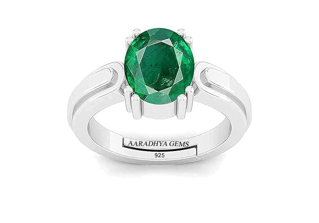 16.25 Ratti 15.00 Carat Certified Natural Zambian Emerald Panna Silver Plated Rectangle panchdhatu Adjustable Ring for Women's and Men's-image-30