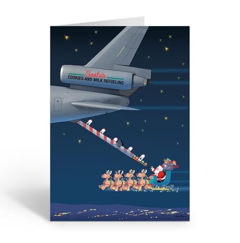 Carte de Noël de ravitaillement en avion originale avec enveloppe