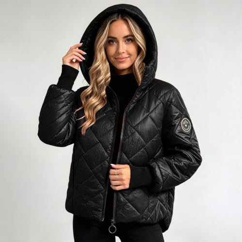 Womens Quilted Puffer Jacket Winter Warm Stand Collar Coats with Pockets - image 2