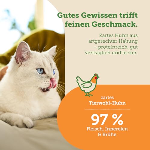 MERA Cats Nature Huhn Premium Katzenfutter Nass 12x85g | Katzenfutter Nass ohne Zucker und Getreide | Adult Katzen Nassfutter hoher Fleischanteil | Wet Cat Food