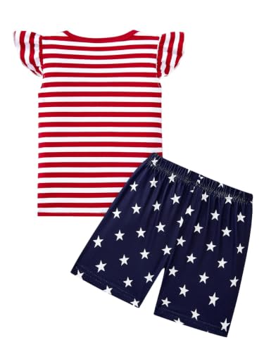 Image of Girls Summer Outfits Toddler Baby Girls Short Sets 2 Piece Clothing Set Flutter Sleeve Shirt and Short 2-7 Years