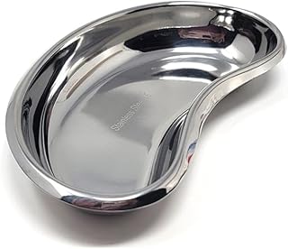 Stainless Steel Kidney Tray Emesis Basin Dental Lab Instruments Surgical Tray Reusable Curved Kidney Shaped Dish for Soiled Dressings Medical Multipurpose Bowl (6.5 Inch)