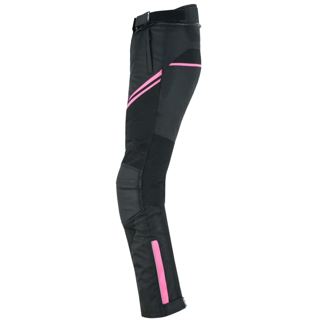 LOVO - Pantalones Moto Verano Mujer con Diseño Perforado - Ropa de Motociclismo Femenina de Alta Protección - Confort y Seguridad - Protectores en Rodillas y Caderas - Pantalon Moto Mujer