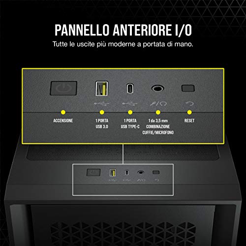 4000D Airflow Case ATX Mid-Tower con Vetro Temperato, Pannello Anteriore a Flusso d'aria Elevato, Laterale , Ampio Spazio Interno, Due 120 mm Ventole Incluse, Nero - Case PC - Immagine 8