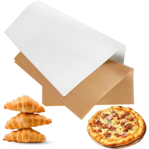 6 Stück Dauerbackfolie für Backblech, 30*40cm Backpapier, Silikon Backmatte, Backpapier Wiederverwendbar, Baking Paper, Backfolie - Hitzebeständig,Antihaftbeschichtet,für Backen(Braun,Weiß) (farbig 1)