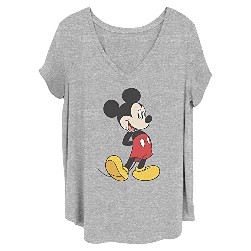 T-shirt Mickey Disney femme short sleeve tee shirt gris chiné taille 1X